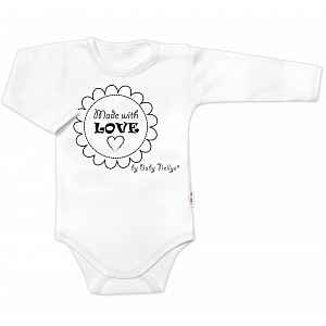 Baby Nellys Body dlouhý rukáv Made with love,  bílé vel.  80