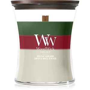 Woodwick Trilogy Holiday Garland vonná svíčka s dřevěným knotem 275 g