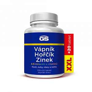 GS Vápník, hořčík, zinek XXL 130+20 tablet