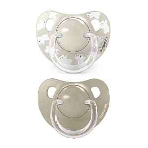 Suavinex Dudlík anatomický silikonový WILD 6-18m 2 ks krémový