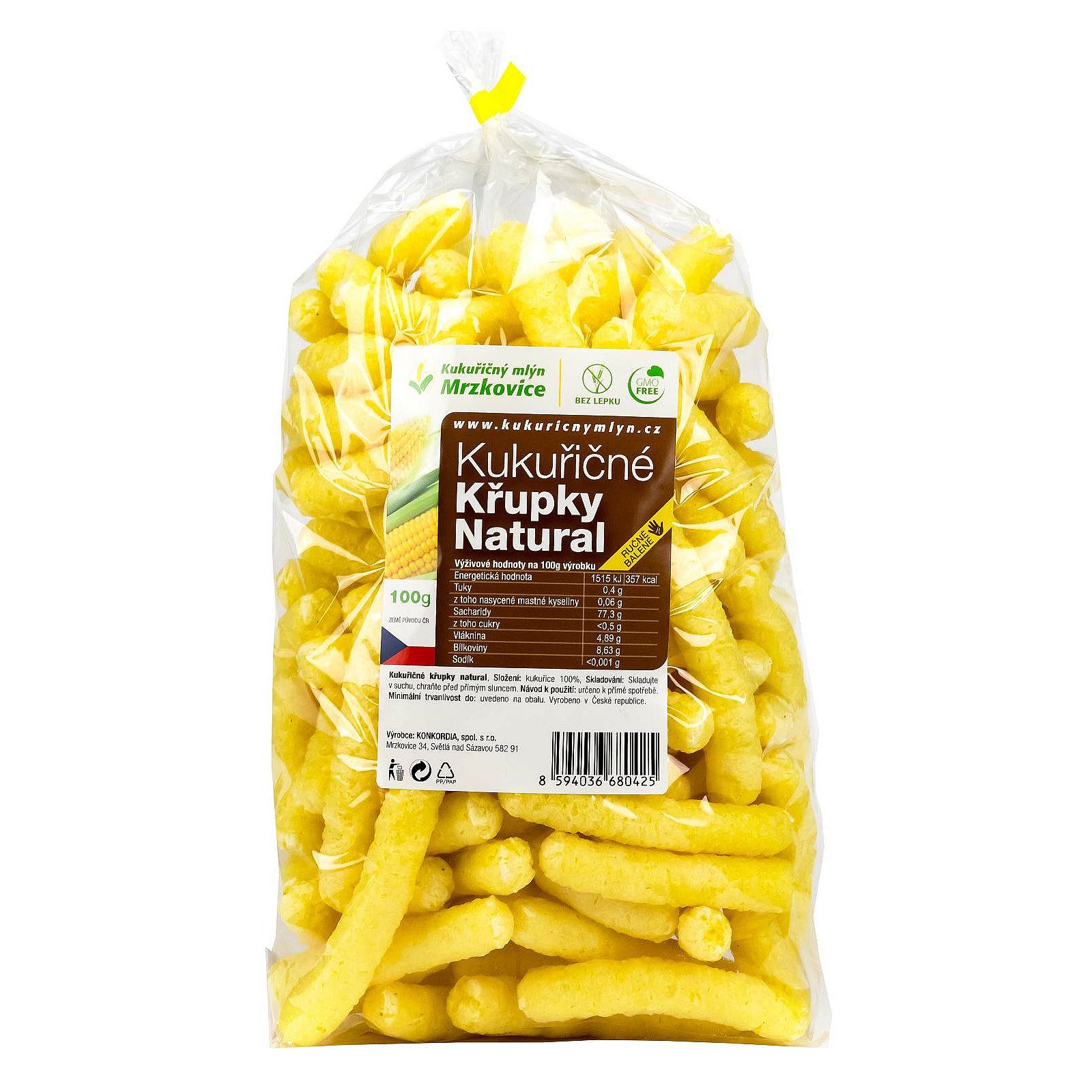 Kukuřičný mlýn Mrzkovice Kukuřičné křupky natural - ručně balené 100g