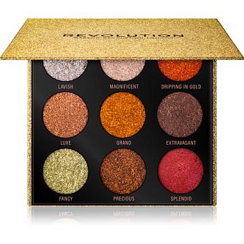 Makeup Revolution Pressed Glitter Palette paletka lisovaných třpytek odstín Midas Touch 10,8 g