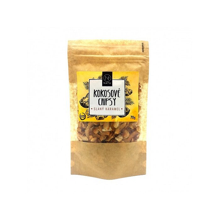 Natu Kokosové chipsy slaný karamel BIO 70g