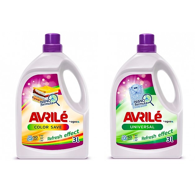 AVRILÉ prací gely Color Save + Universal, 50 praní 3 l + 3 l