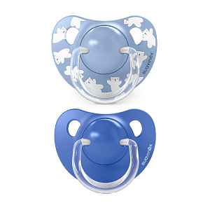 Suavinex Dudlík anatomický silikonový WILD 6-18m 2 ks modrý