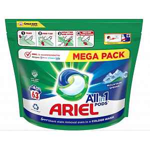 Ariel Mounting Spring gelové kapsle na praní 63 ks