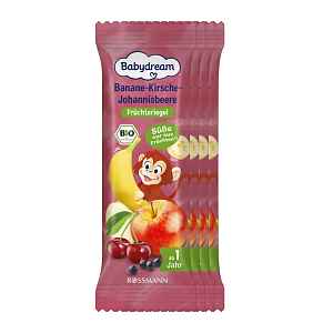 Babydream BIO cereální tyčinka Banán, třešeň a černý rybíz 4x 25 g 100 g