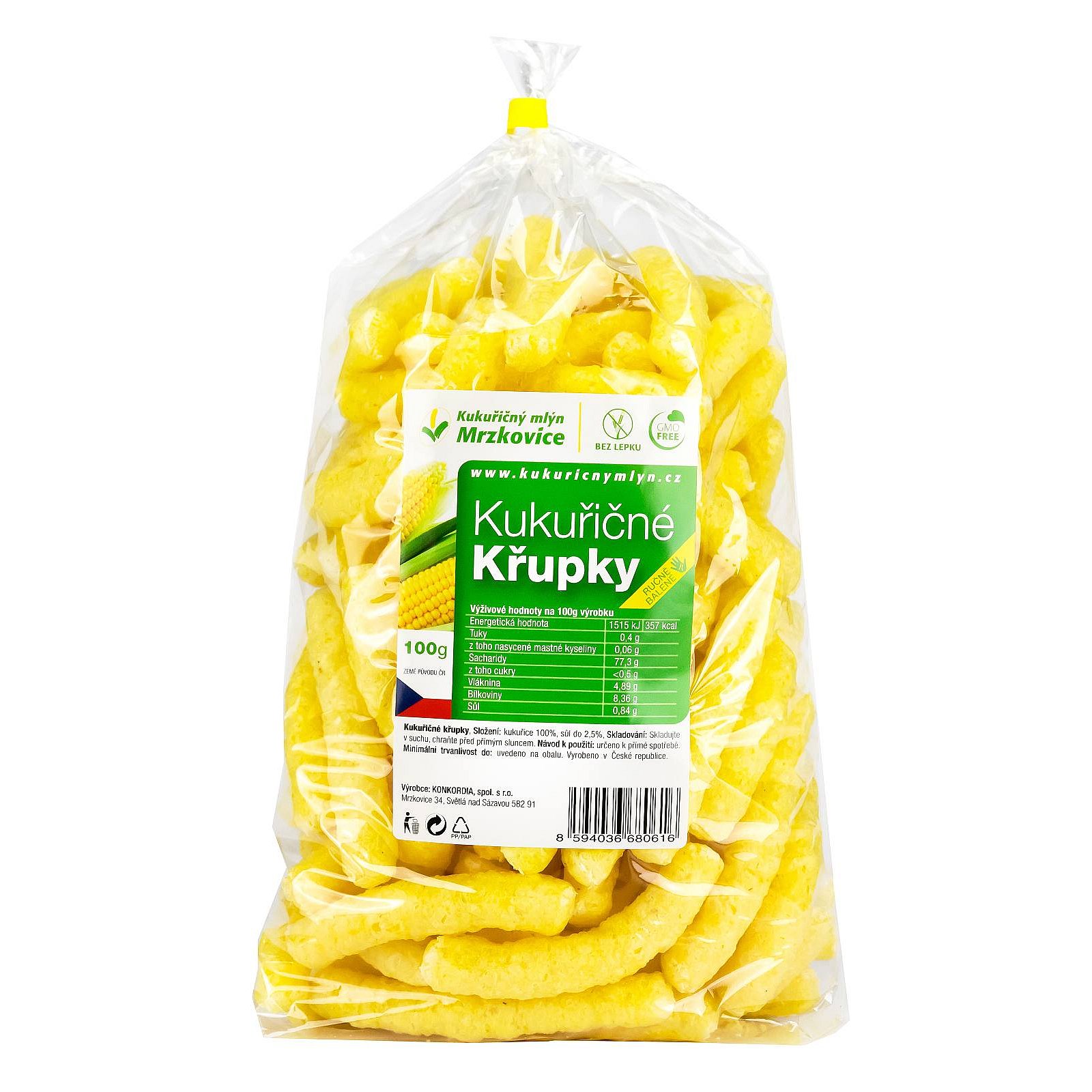 Kukuřičný mlýn Mrzkovice Kukuřičné křupky slané - ručně balené 100g