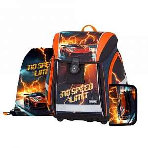 Oxybag PREMIUM LIGHT - školní set Auto 2, 3 ks: aktovka, penál, sáček