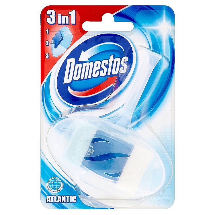 Domestos 3 v 1, tuhý toaletní blok 40 g, Atlantic