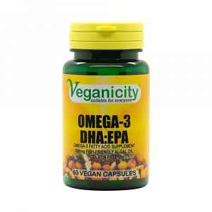 Veganicity OMEGA-3 DHA:EPA 500 mg olej z mořských řas 60 kapslí