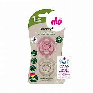 nip CHERRY NATURE line šidítko, kaučuk,velikost 1 (0-6m), 2ks, red/brown