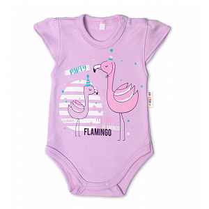 Baby Nellys Bavlněné kojenecké body, kr. rukáv, Flamingo - lila