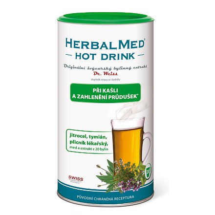 HerbalMed HotDrink Dr.Weiss kašel průdušky 180g+vit.C