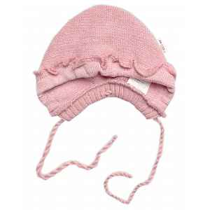 Baby Nellys Pletená čepička bonetka Girl, pudrová, 68/74