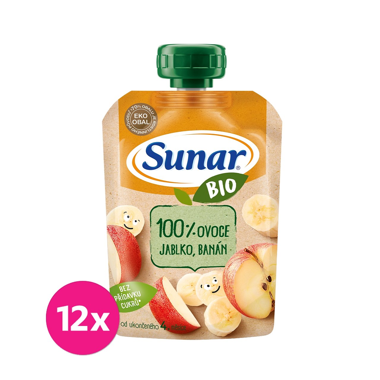 12 x SUNAR BIO kapsička Jablko, banán 100 g