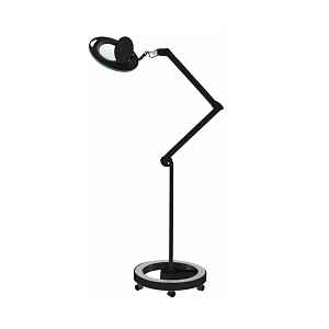 Zvětšovací lupa s LED lampou na stojanu i s uchycením na stůl Weelko Mega+ Black - 5 dioptrií