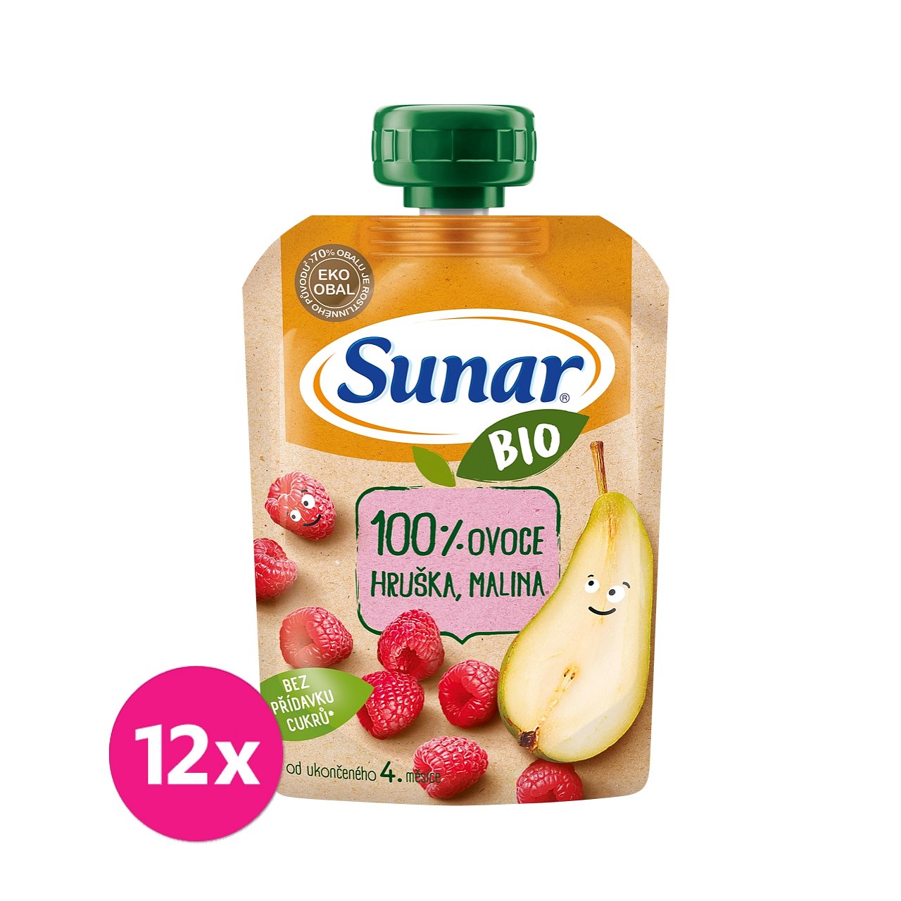 12 x SUNAR BIO kapsička Hruška, malina 100 g