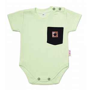 Baby Nellys Žebrované body s kapsičkou, kr. rukáv, Summer Boy,zelené,56