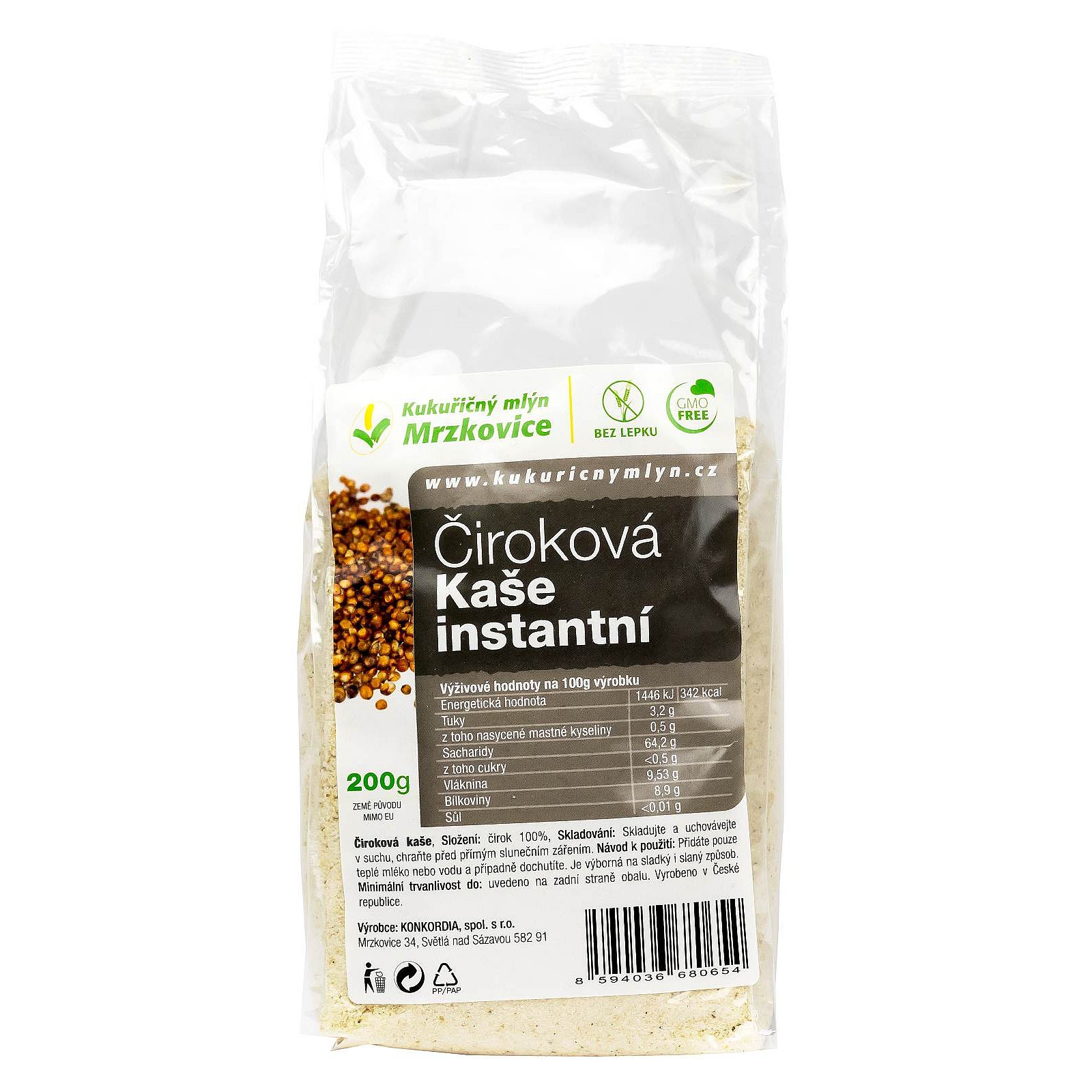 Kukuřičný mlýn Mrzkovice Čiroková kaše instantní (natural) 200g