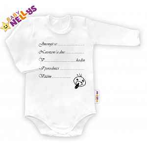 Baby Nellys Body dl. rukáv vel. 86, ® - bílé - Narodil jsem se...