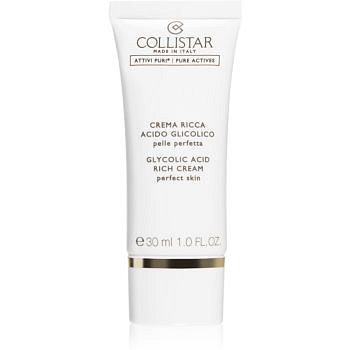 Collistar Pure Actives Glycolic Acid výživný krém pro obnovu hutnosti pleti s rozjasňujícím efektem 30 ml