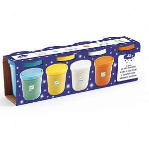 DJECO 4 Tubs of Play Dough barevná metalická modelína s odlesky 18m+ 4 ks