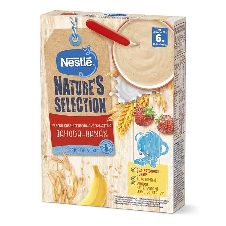 NESTLÉ Nature’s Selection mléčná obilná kaše jahoda, banán 250 g