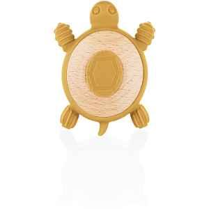 Zopa Silicone Wooden Teether Turtle kousátko 0 m+ Mustard Yellow 1 ks