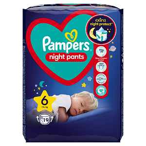 PAMPERS Night Pants Plenkové Kalhotky Velikost 6, 19 ks, 15 kg+