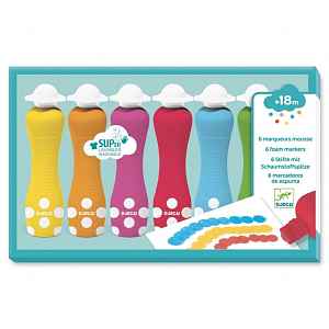 DJECO 6 Foam Markers pěnové barvy s aplikátorem 18m+ 6 ks
