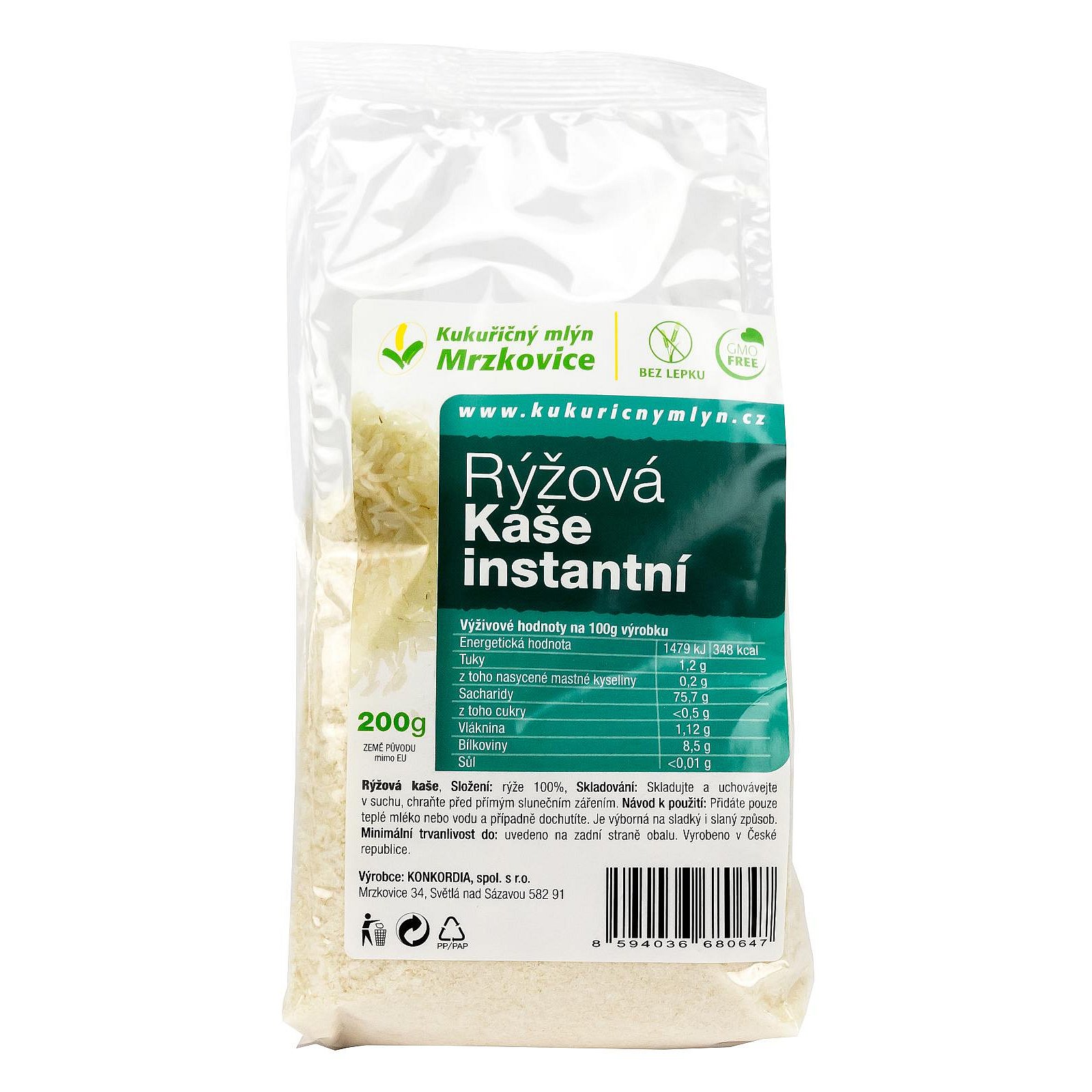 Kukuřičný mlýn Mrzkovice Rýžová kaše instantní (natural) 200g