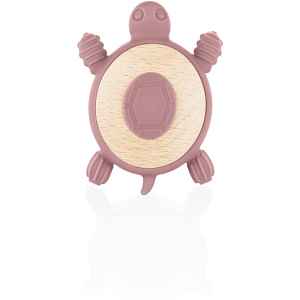 Zopa Silicone Wooden Teether Turtle kousátko 0 m+ Old Pink 1 ks