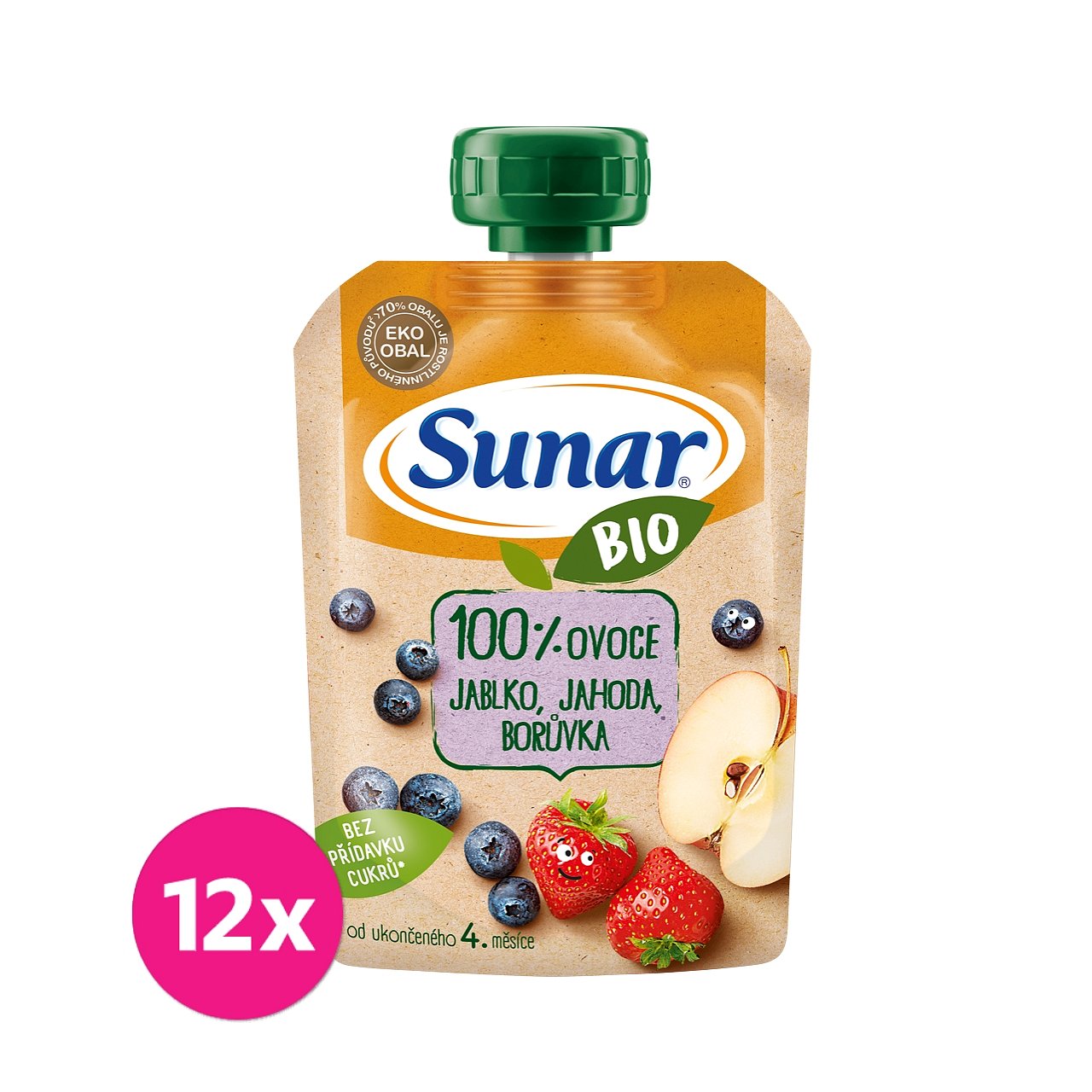 12 x SUNAR BIO kapsička Jablko, jahoda, borůvka 100 g