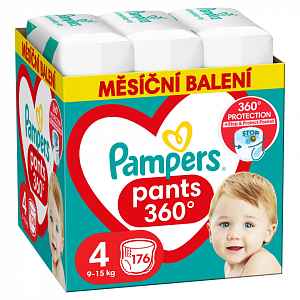 PAMPERS Pants 4 Active Baby Dry 176 ks (8-14 kg) MĚSÍČNÍ ZÁSOBA - plenkové kalhotky