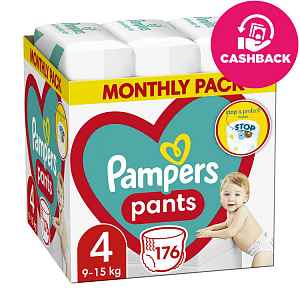 PAMPERS Pants 4 Active Baby Dry 176 ks (8-14 kg) MĚSÍČNÍ ZÁSOBA - plenkové kalhotky