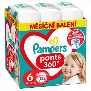 PAMPERS Pants 6 Active Baby Dry 132 ks (15+ kg) MĚSÍČNÍ ZÁSOBA - plenkové kalhotky