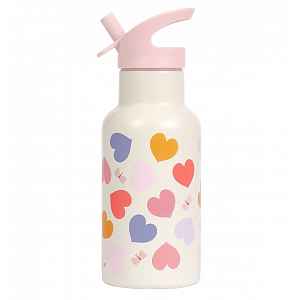 A Little Lovely Company nerezová láhev na pití, 350 ml - srdce