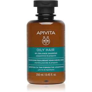 Apivita Oily Hair Oil Balance Shampoo hloubkově čisticí šampon pro mastnou pokožku hlavy pro posílení a lesk vlasů 250 ml