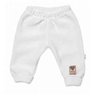 Baby Nellys Pletené kojenecké kalhoty Hand Made  bílé