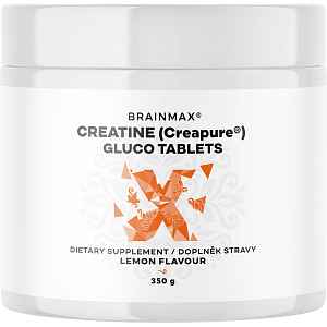 BrainMax Creatine® Creapure® Gluco tablets, Lemon, Kreatin monohydrát tablety, Citrón, 350 g, 115 tablets