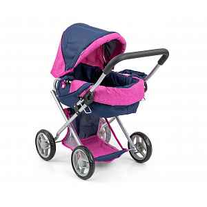 Milly Mally Kočárek pro panenky  Alice – hluboký kočárek pro panenku, modrý, růžový