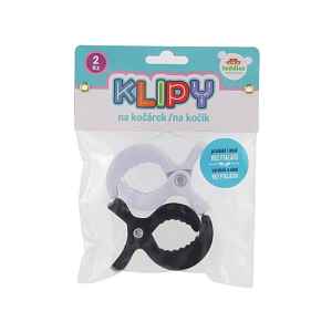 Teddies klipy na kočárek černý a bílý 2 ks
