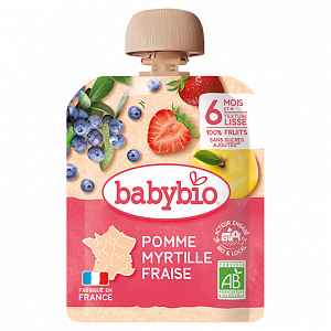 BABYBIO Jablko borůvky jahody 6m+ 90 g