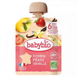 BABYBIO Jablko jahoda vanilka 6m+ 90 g