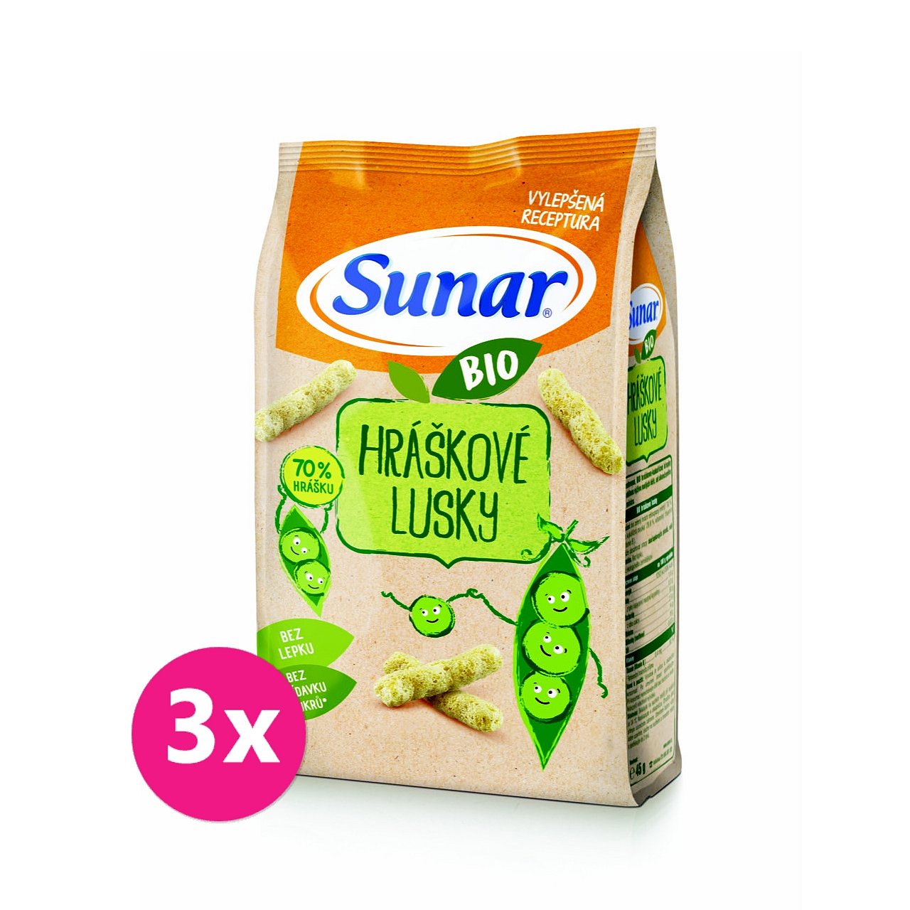 3 x SUNAR BIO křupky Hráškové lusky 45 g