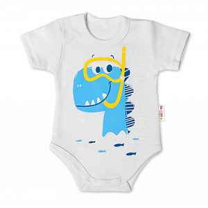 Baby Nellys Bavlněné kojenecké body, kr. rukáv, Drak Eda - bílé