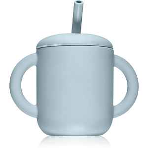 Mushie Training Cup with Straw hrnek s brčkem Powder-blue 1 ks