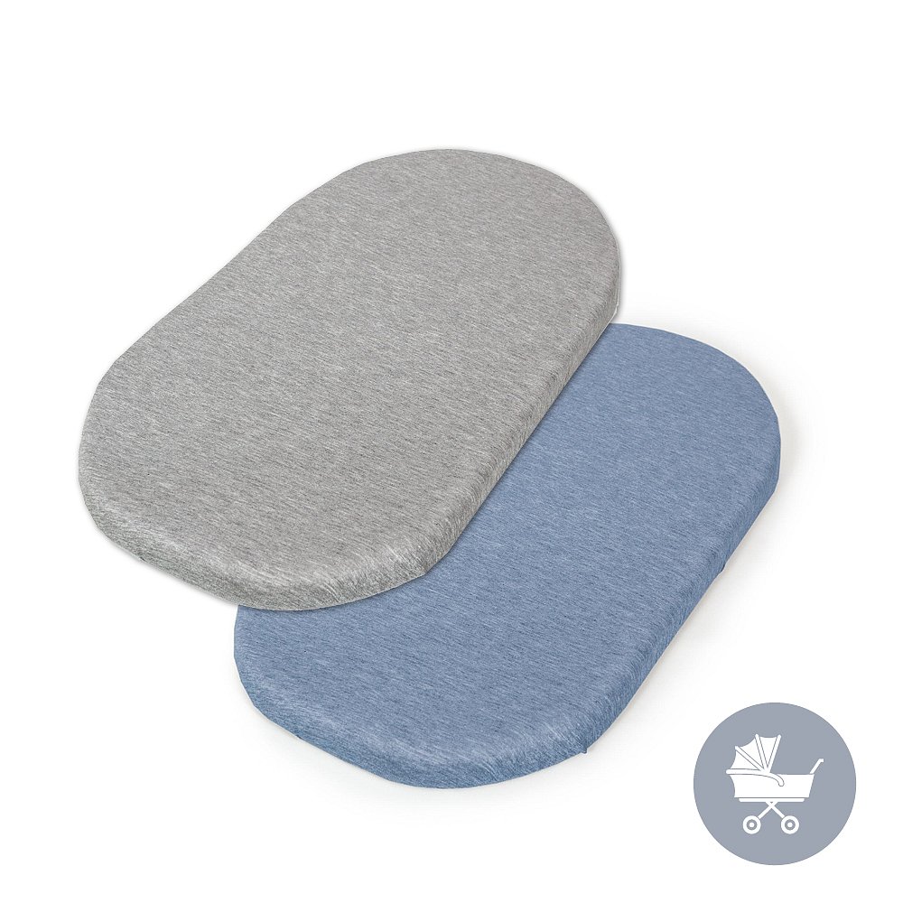 CEBA Prostěradlo do kočárku 73-80x 30-37 cm 2 ks Light Grey+Blue