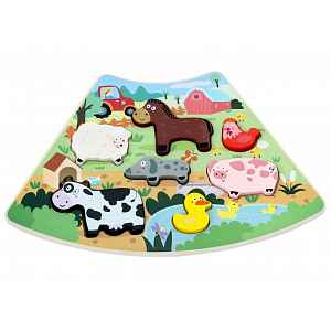 2Kids Toys Dřevěné puzzle Veselá farma propojitelné, 7 dílů